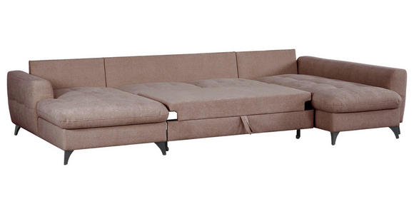 WOHNLANDSCHAFT Rosa Chenille  - Schwarz/Rosa, KONVENTIONELL, Textil/Metall (160/340/188cm) - Xora