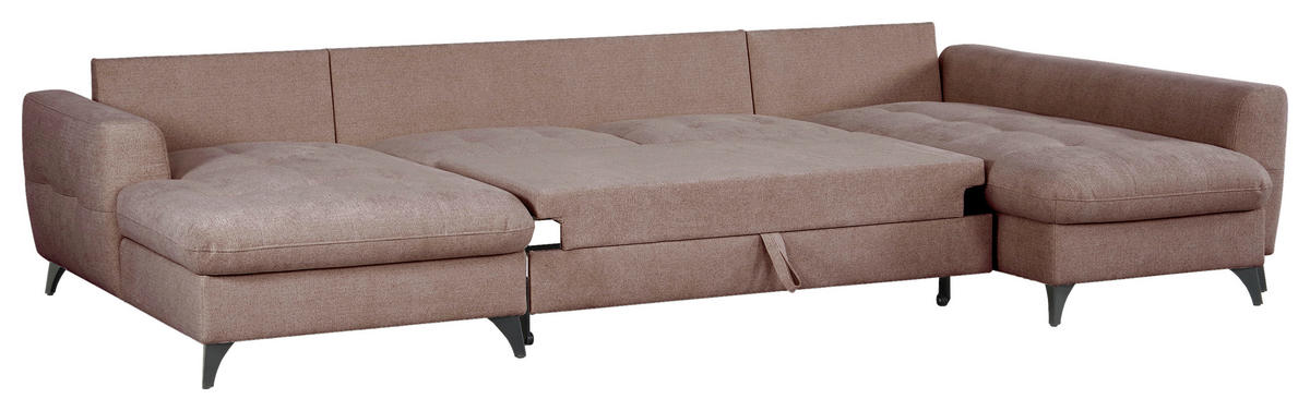 WOHNLANDSCHAFT Rosa Chenille  - Schwarz/Rosa, KONVENTIONELL, Textil/Metall (160/340/188cm) - Xora
