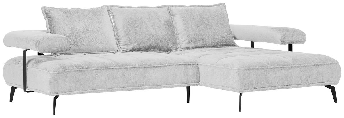 ECKSOFA Hellgrau Webstoff  - Hellgrau/Schwarz, Design, Textil/Metall (266/180cm) - Welnova