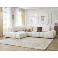 ECKSOFA Ottomane links  EVEREST Weiß Struktur  - Schwarz/Weiß, MODERN, Kunststoff/Textil (352/210cm)