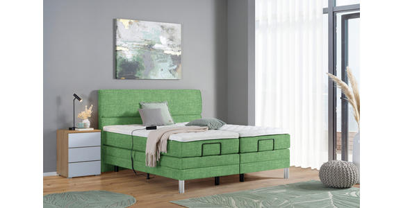 BOXSPRINGBETT 200/200 cm in Grün - Chromfarben/Grün, KONVENTIONELL, Kunststoff/Textil (200/200cm) - Voleo