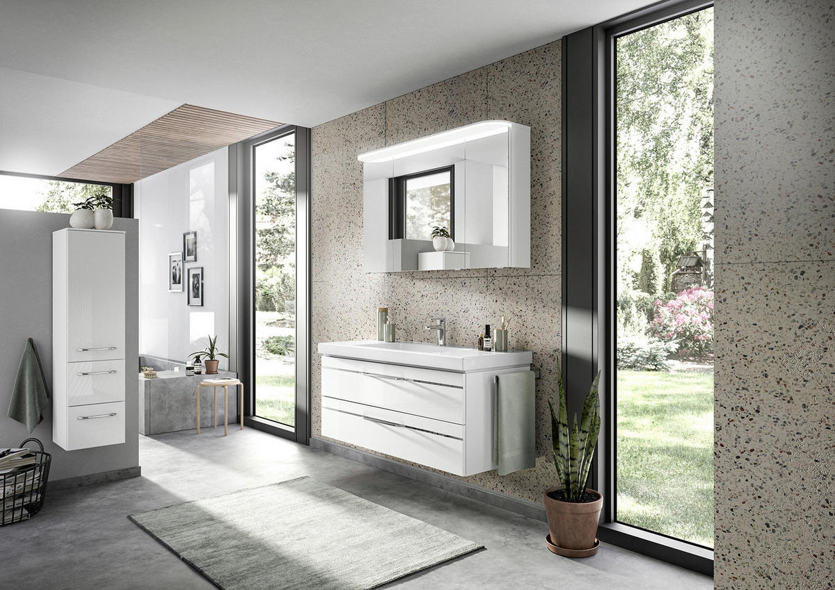 BADEZIMMER 4-teilig  in  - Chromfarben/Weiß Hochglanz, KONVENTIONELL, Glas/Holzwerkstoff (153cm) - Pelipal