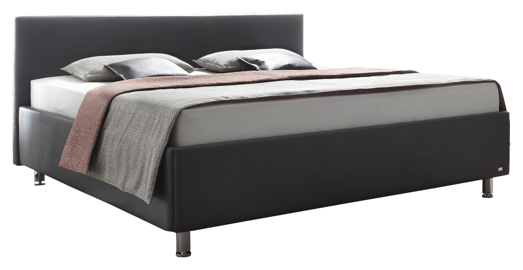 BOXSPRINGBETT 160/200 cm,  in Grau, Dunkelgrau, Matratze, gepolstertes Kopfteil, H3 + H3 = fest  - Chromfarben/Dunkelgrau, Konventionell, Holzwerkstoff/Textil (160/200cm) - RUF Betten