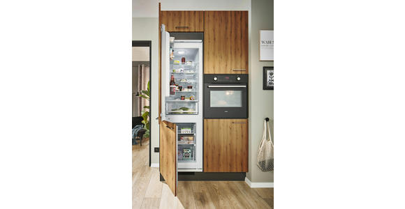 ECKKÜCHE 120/220 cm in Graphitfarben, Schwarz, Eichefarben - Chromfarben/Eichefarben, Design, Holzwerkstoff/Metall (120/220cm) - Xora