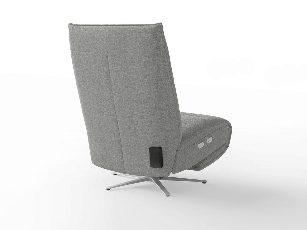 RELAXSESSEL EVE E Chenille Kopfteilverstellung, Rücken echt    - Silberfarben/Grau, Basics, Textil/Metall (80/109/98cm) - Sit & More