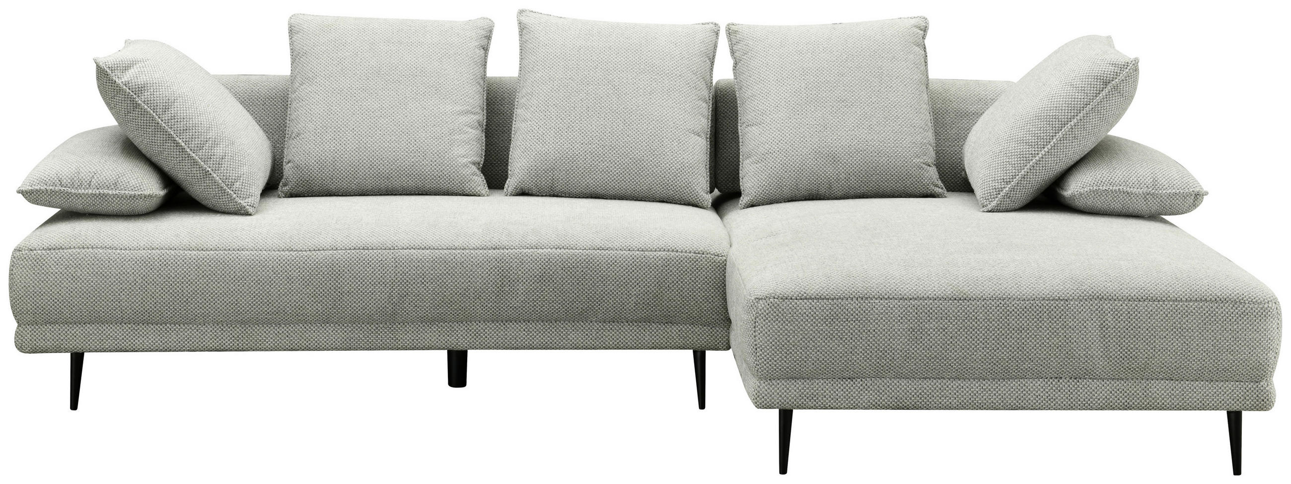 ECKSOFA 282/171 cm  in Mikrofaser Hellgrau Rückenkissen, Armlehnenkissen, Rücken echt, Armteilverstellung, Sitztiefenverstellung  282/171 cm  - Hellgrau/Schwarz, Design, Textil/Metall (282/171cm) - Hom`in