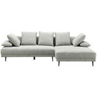 ECKSOFA Hellgrau Mikrofaser Rückenkissen, Armlehnenkissen, Rücken echt, Armteilverstellung, Sitztiefenverstellung  - Hellgrau/Schwarz, Design, Textil/Metall (282/171cm) - Hom`in