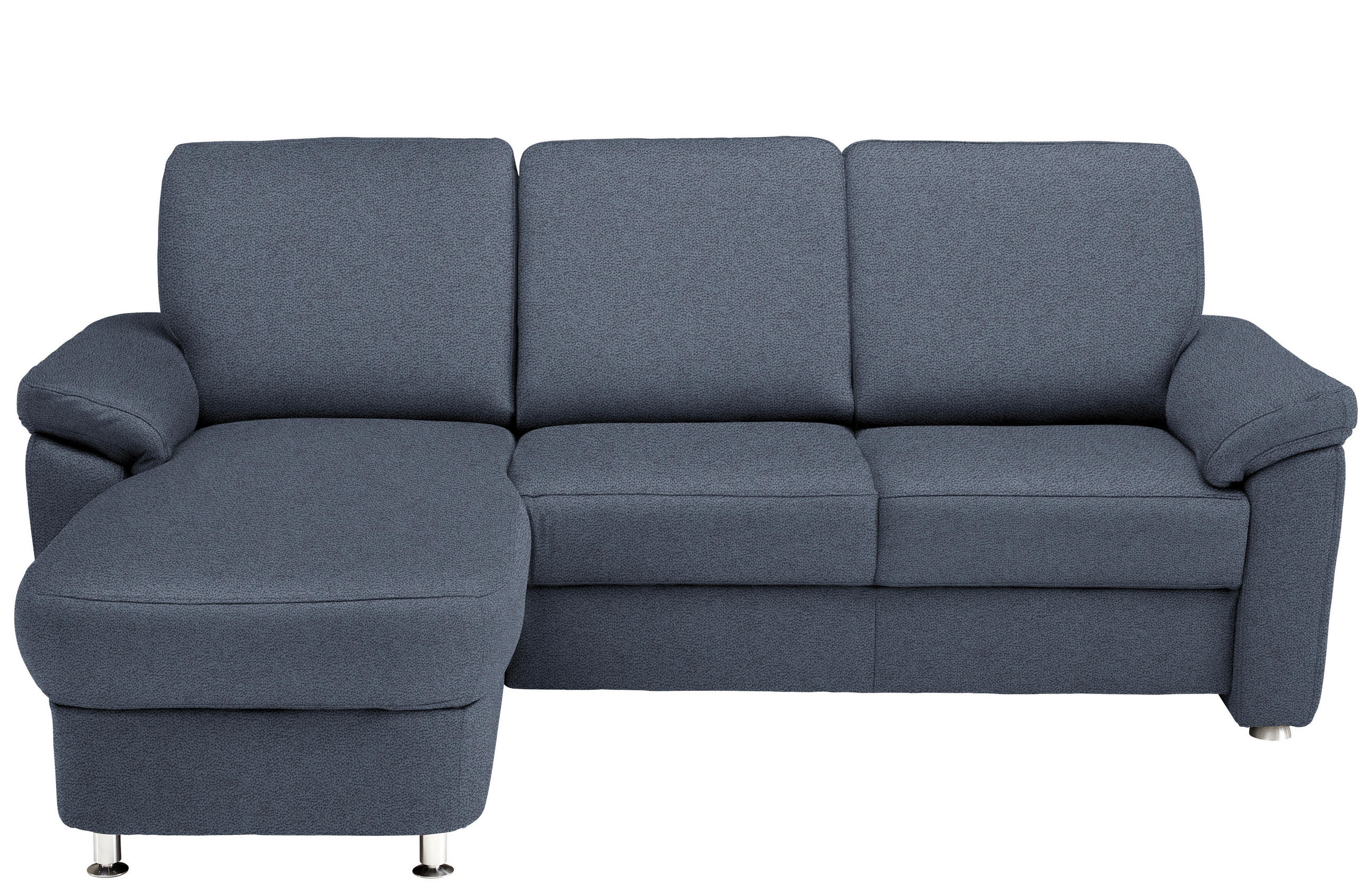 ECKSOFA in Flachgewebe Blau  163/250 cm  - Chromfarben/Blau, KONVENTIONELL, Textil/Metall (163/250cm) - Beldomo System