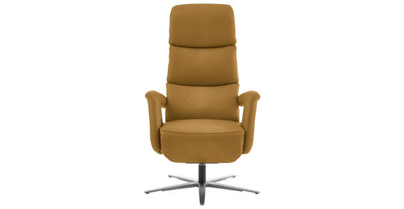 RELAXSESSEL in Leder Currygelb  - Currygelb/Edelstahlfarben, Design, Leder/Metall (76/119/86cm) - Dieter Knoll