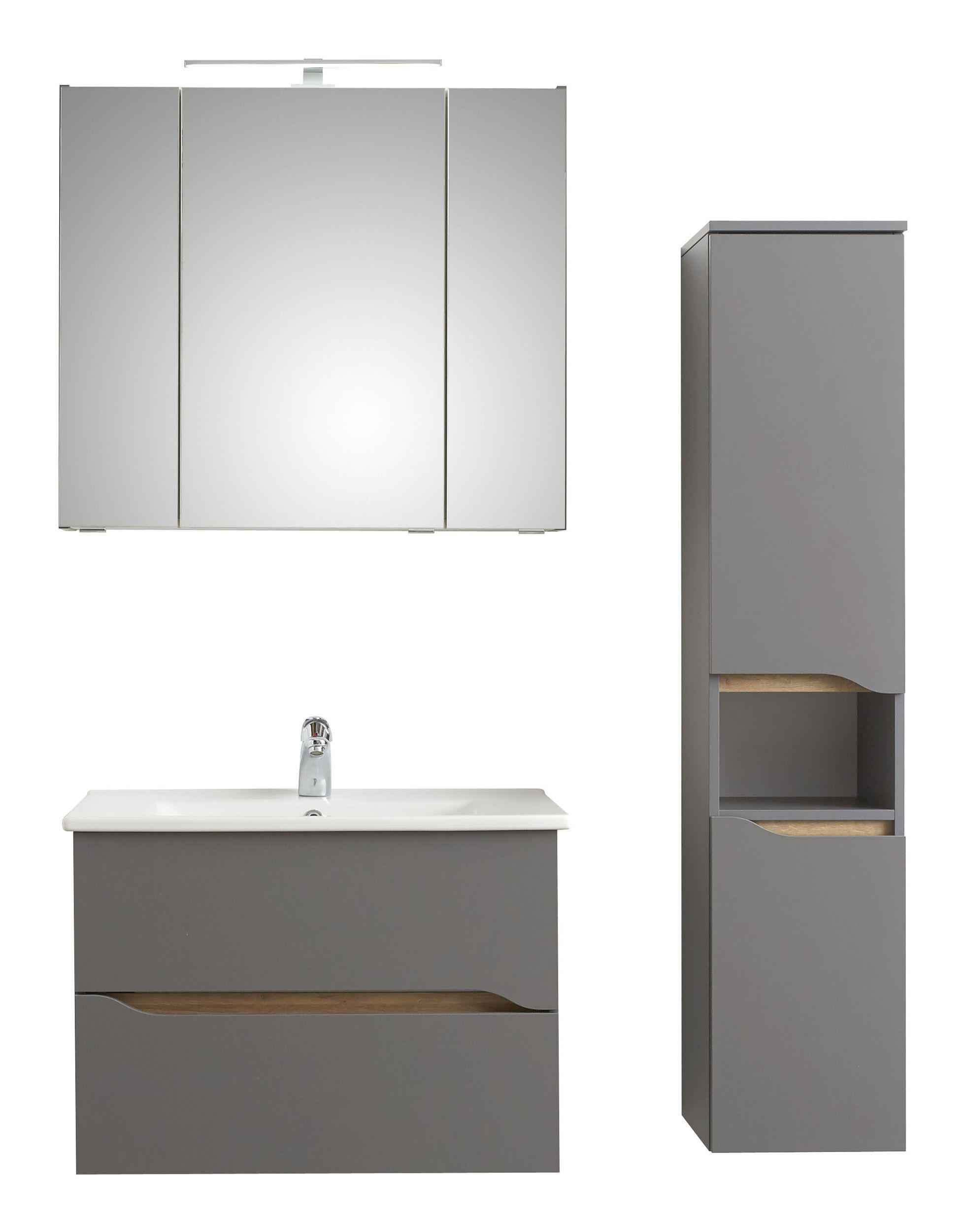 Thumbnail - Pelipal Badezimmer, Dunkelgrau, Eiche dunkel, Glas, Holzwerkstoff, 4-teilig, 8 Fächer, 2 Schublade(n),2 Schublade(n) Sch...