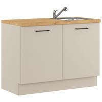 SPÜLENUNTERSCHRANK 120/91,8/58 cm  Hellgrau  - Eichefarben/Hellgrau, Basics, Holzwerkstoff/Metall (120/91,8/58cm) - Impuls