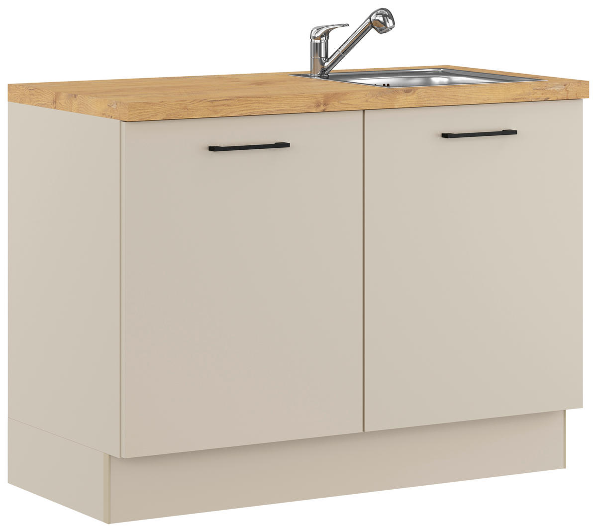 SPÜLENUNTERSCHRANK 120/91,8/58 cm  Hellgrau  - Eichefarben/Hellgrau, Basics, Holzwerkstoff/Metall (120/91,8/58cm) - Impuls