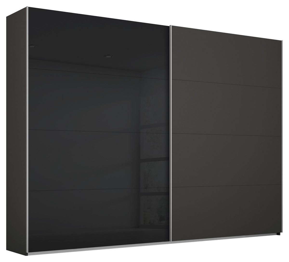 GARDEROB MED SKJUTDÖRRAR 271/236/68 cm 2-dörrar - aluminiumfärg/grafitfärgad, Design, metall/trämaterial (271/236/68cm) - Rauch Möbel