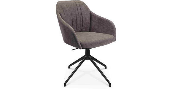 ARMLEHNSTUHL in Aluminium Velours - Taupe/Schwarz, Design, Textil/Metall (58/81,5-84,5/60cm) - Johann Jakob