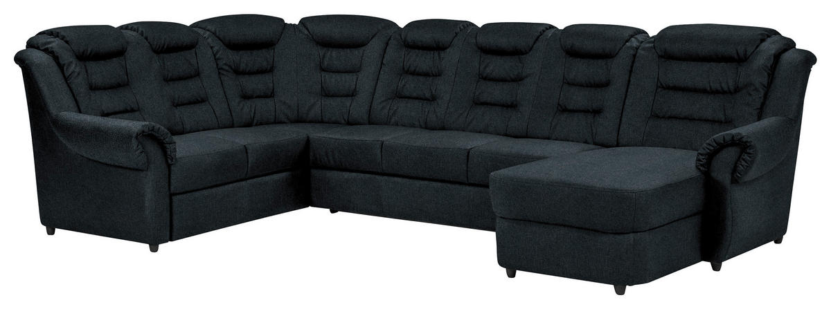 WOHNLANDSCHAFT Schwarz Chenille  - Schwarz, KONVENTIONELL, Kunststoff/Textil (216/333/165cm) - Livetastic