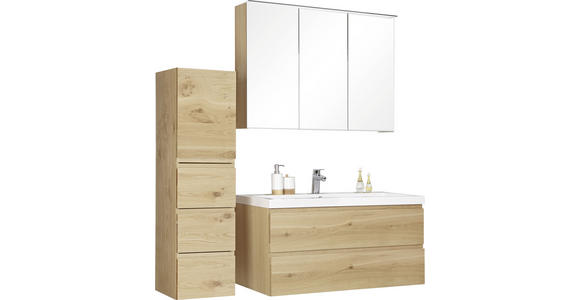 BADEZIMMER 105 cm  - Eichefarben, Design, Glas/Holz (105cm) - Novel