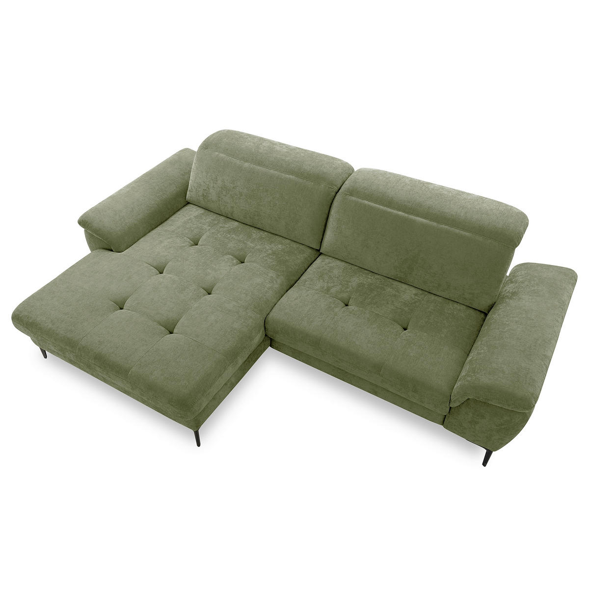ECKSOFA  Webstoff Grün  - Schwarz/Grün, Design, Textil/Metall (195/268cm) - Livetastic