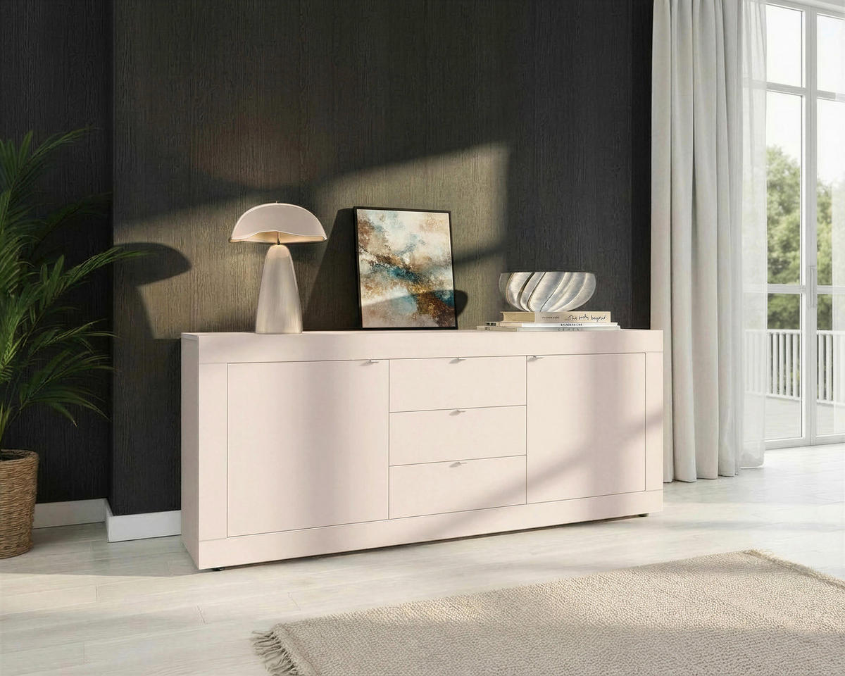 SIDEBOARD  in 210/86/43 cm  - Kaschmir/Schwarz, Design, Holzwerkstoff/Kunststoff (210/86/43cm) - MID.YOU