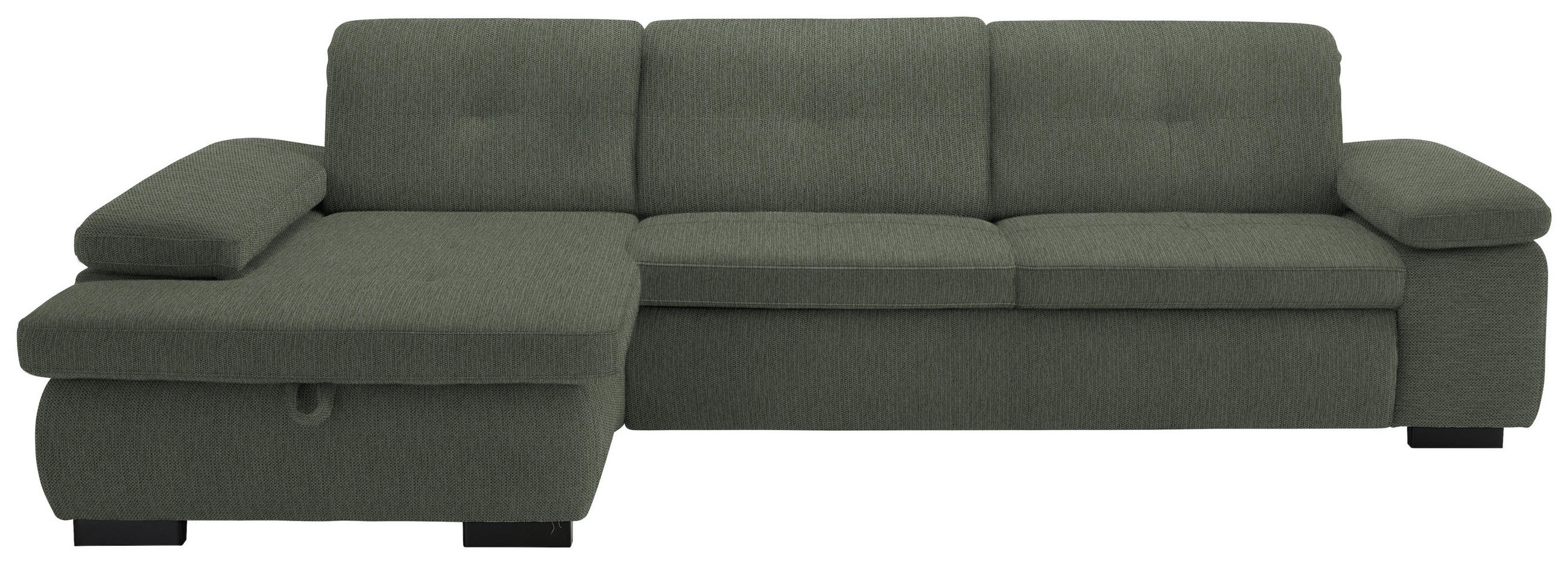 ECKSOFA in Flachgewebe Dunkelgrün  - Dunkelgrün/Schwarz, Design, Textil/Metall (174/297cm) - Beldomo Style