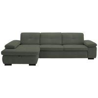ECKSOFA in Flachgewebe Dunkelgrün  - Dunkelgrün/Schwarz, Design, Textil/Metall (174/297cm) - Beldomo Style