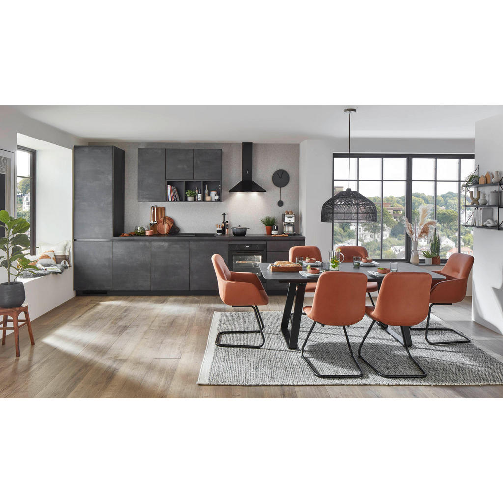 Thumbnail - Celina Home Esstisch Rom, Schwarz, Holz, Metall, oval, Kufe, 95x76x160-210 cm, ausziehbar, in verschiedenen Größen erhäl...