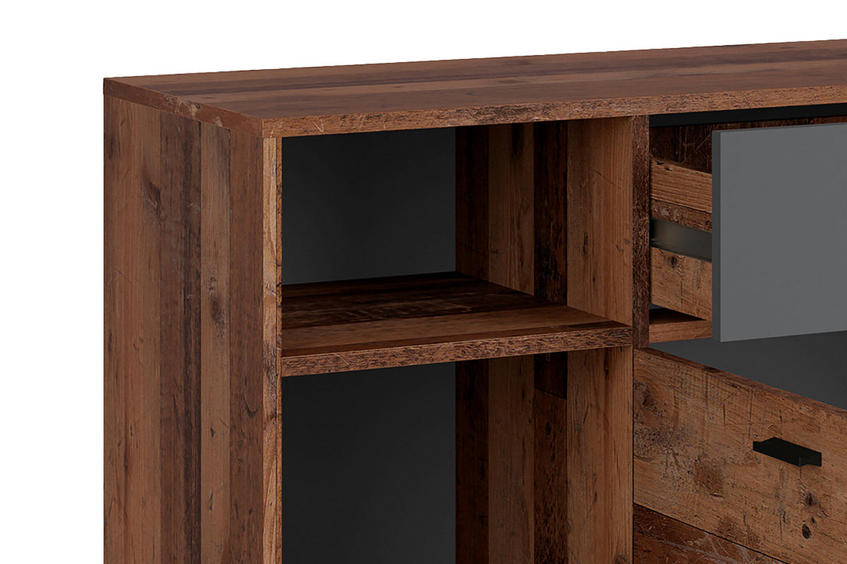 SIDEBOARD Jackson  in 160/85/40 cm  - Anthrazit/Schwarz, Design, Holzwerkstoff/Kunststoff (160/85/40cm) - MID.YOU