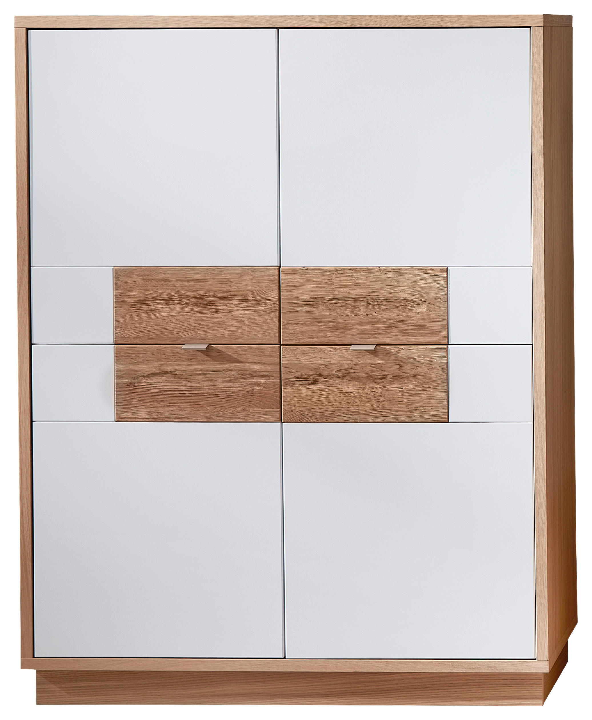 HIGHBOARD Wildeiche furniert Weiß, Wildeiche Einlegeböden 