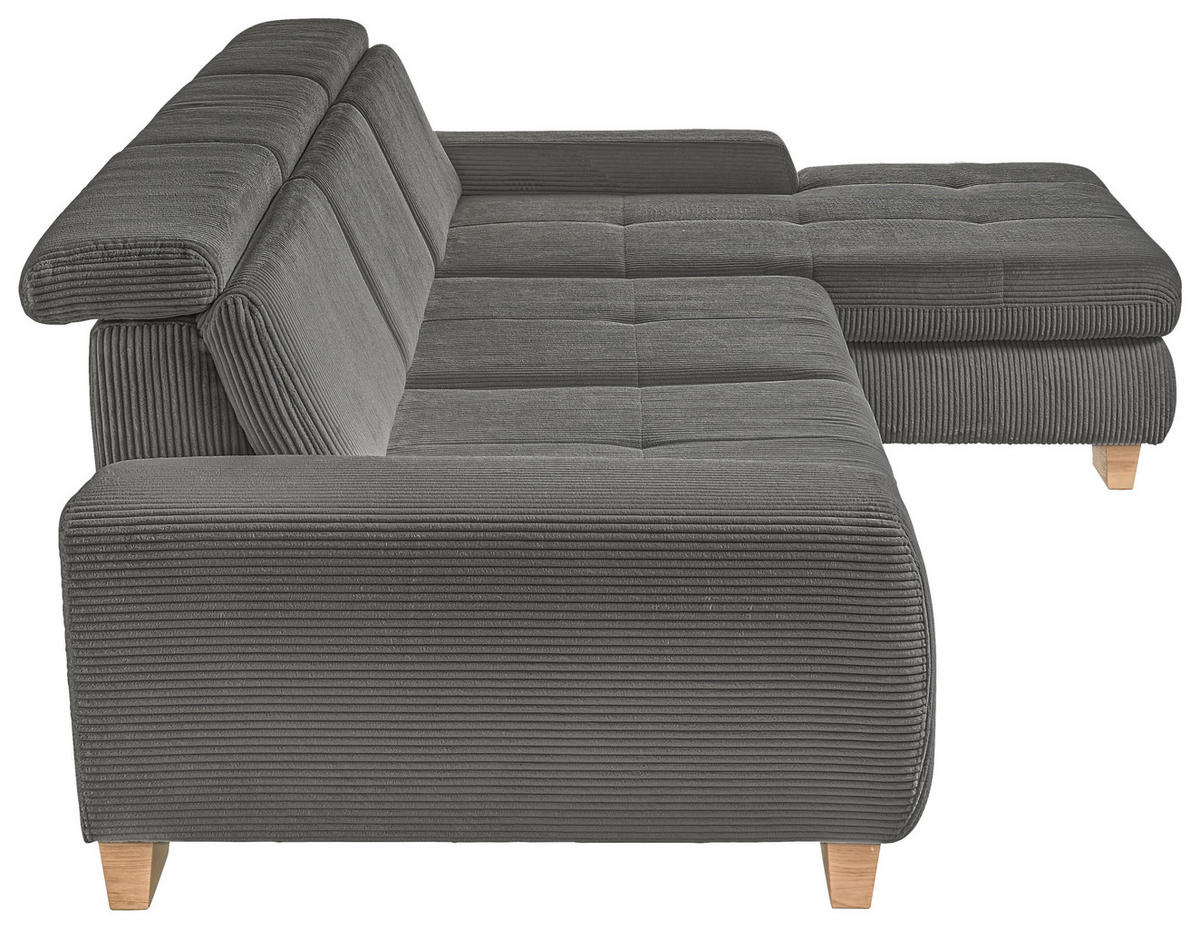 ECKSOFA Anthrazit Cord  - Eiche Bianco/Anthrazit, KONVENTIONELL, Holz/Textil (307/195cm) - SetOne by Musterring
