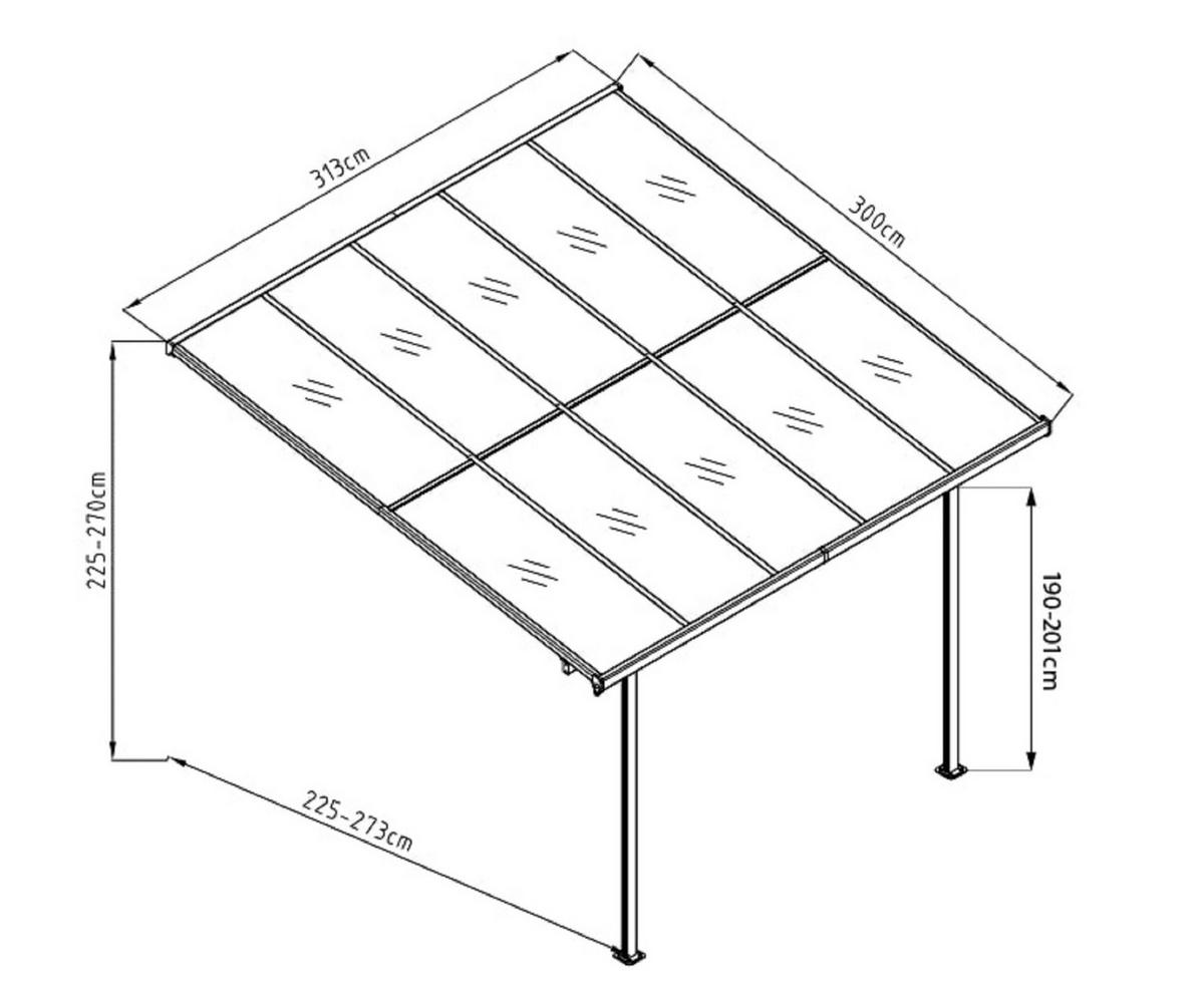 ZASTŘEŠENÍ TERASY   - černá, Basics, kov (313/225/300cm)