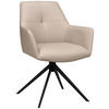 ARMLEHNSTUHL , Sitzfläche 360° drehbar, inklusive Armlehnen , Echtleder  - Taupe/Schwarz, Design, Leder/Metall (60/87,5/63,5cm) - Novel