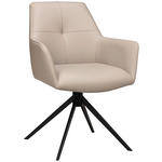 ARMLEHNSTUHL  Sitzfläche 360° drehbar, inklusive Armlehnen  Echtleder  - Taupe/Schwarz, Design, Leder/Metall (60/87,5/63,5cm) - Novel