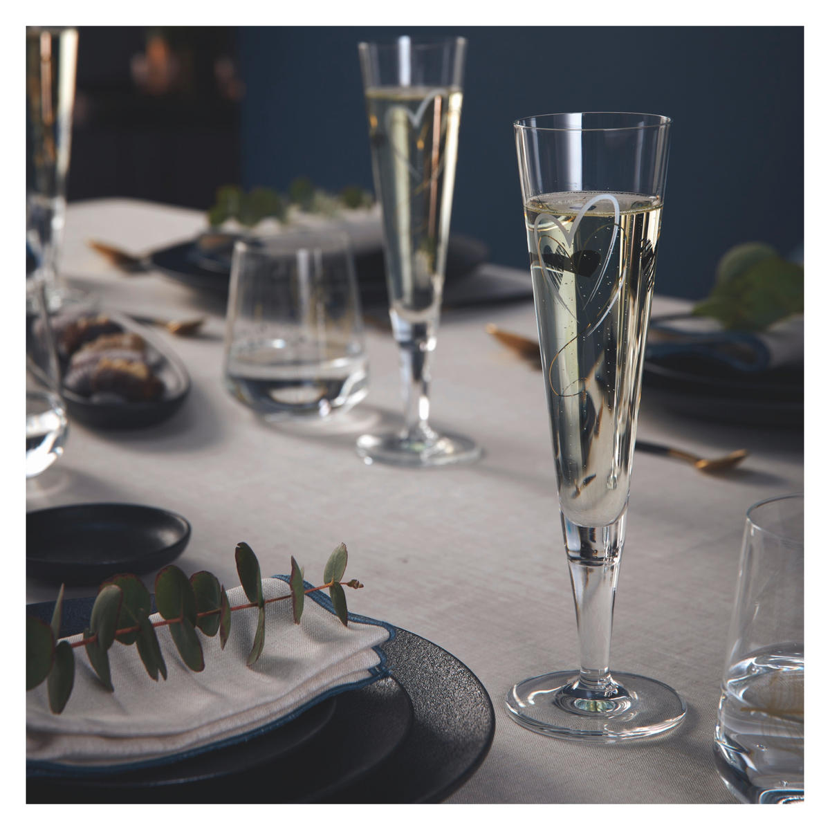 CHAMPAGNERGLAS 205 ml  - Goldfarben/Schwarz, LIFESTYLE, Glas (7,2/7,2/24,0cm) - Ritzenhoff