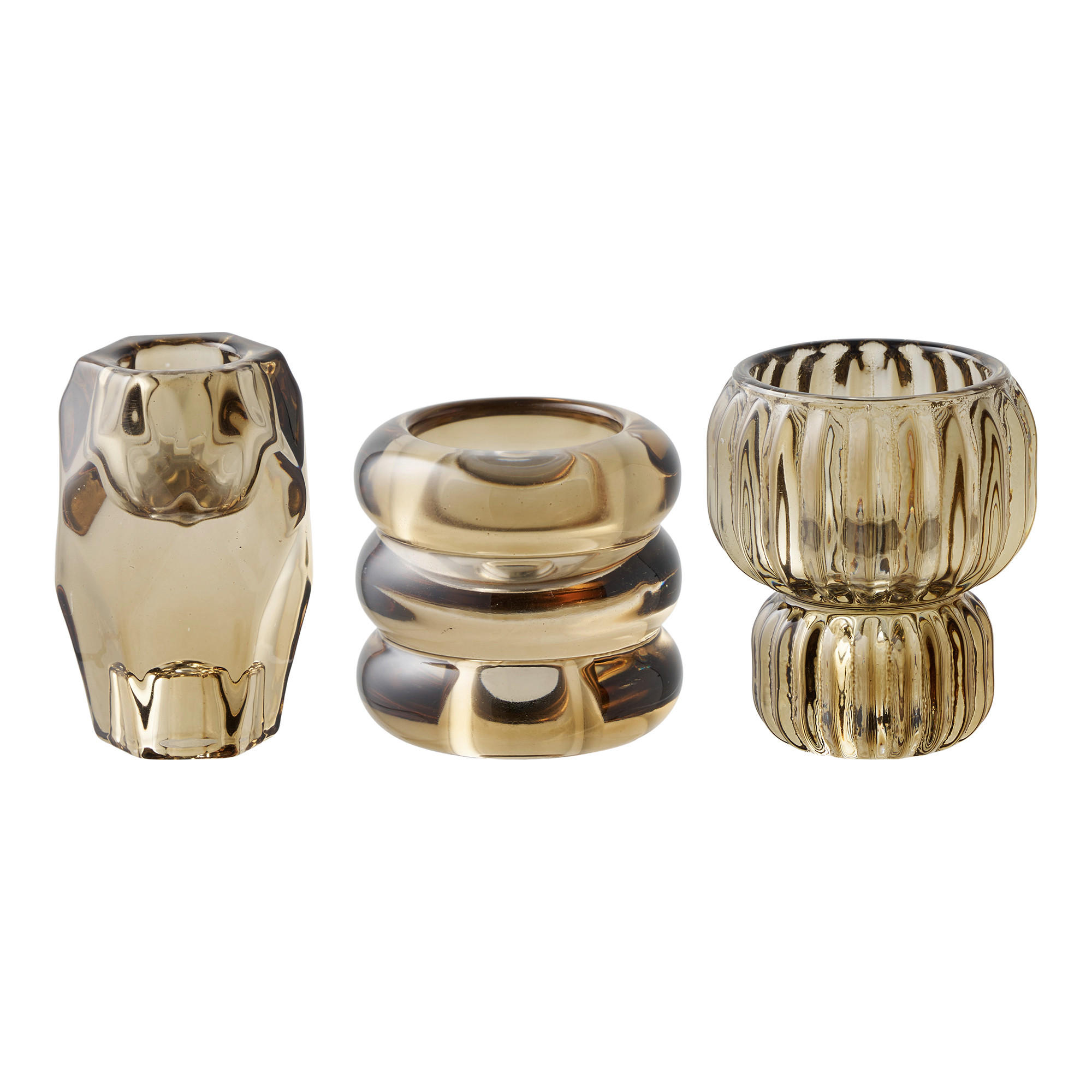 KERZENHALTER-SET - Braun, Basics, Glas