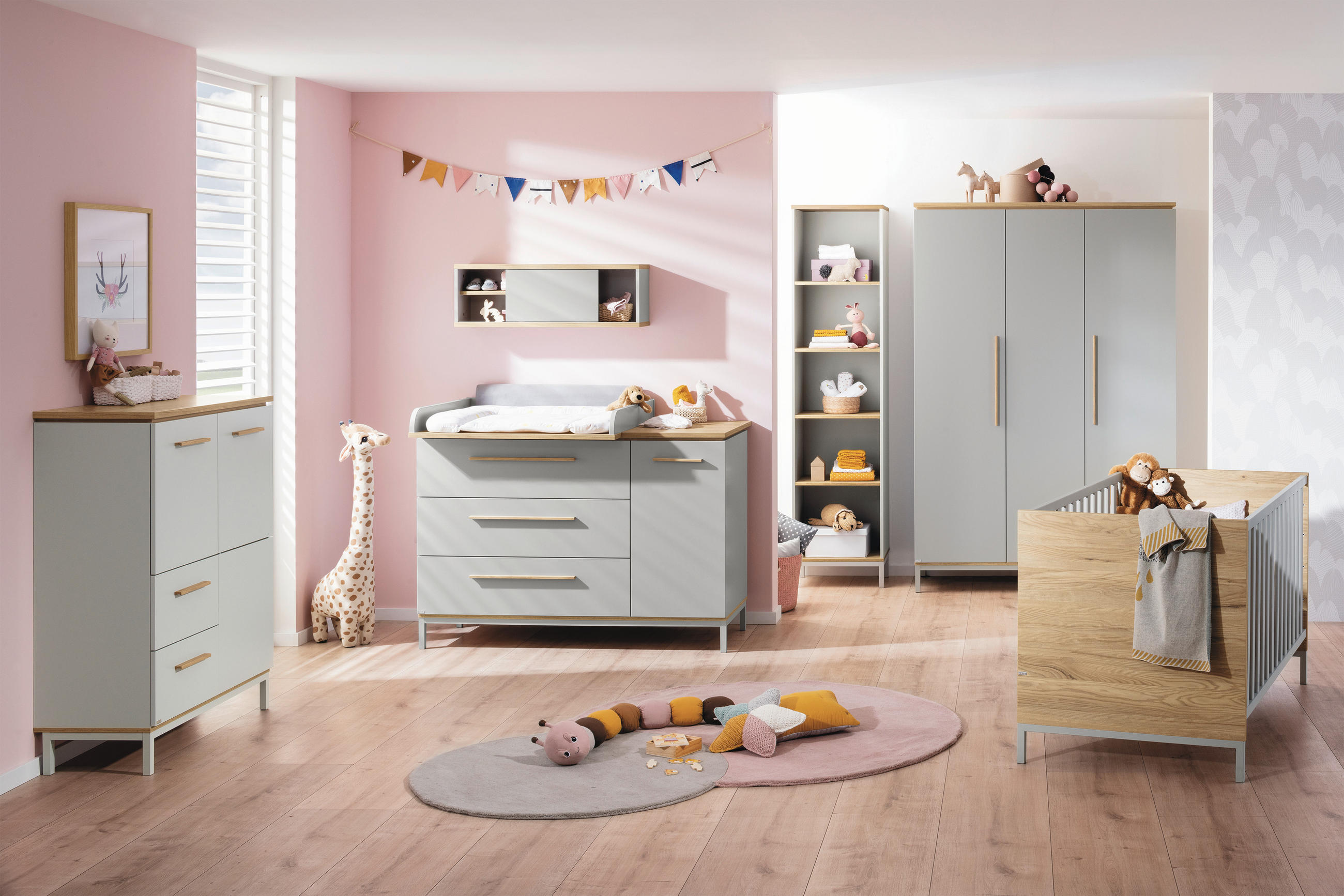 Thumbnail - Paidi Babyregal, Eiche, Hellgrau, Holzwerkstoff, 4 Fächer, 48.4x201.9x39.6 cm, Blauer Engel, Goldenes M, Kinder- & Jugen...