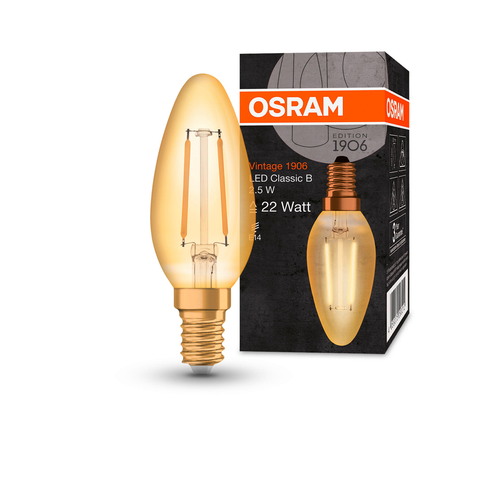 LED-LEUCHTMITTEL   E14 2,5 W 220 lm 2 Stück  - Goldfarben, Basics, Glas (3,5/10cm) - Osram