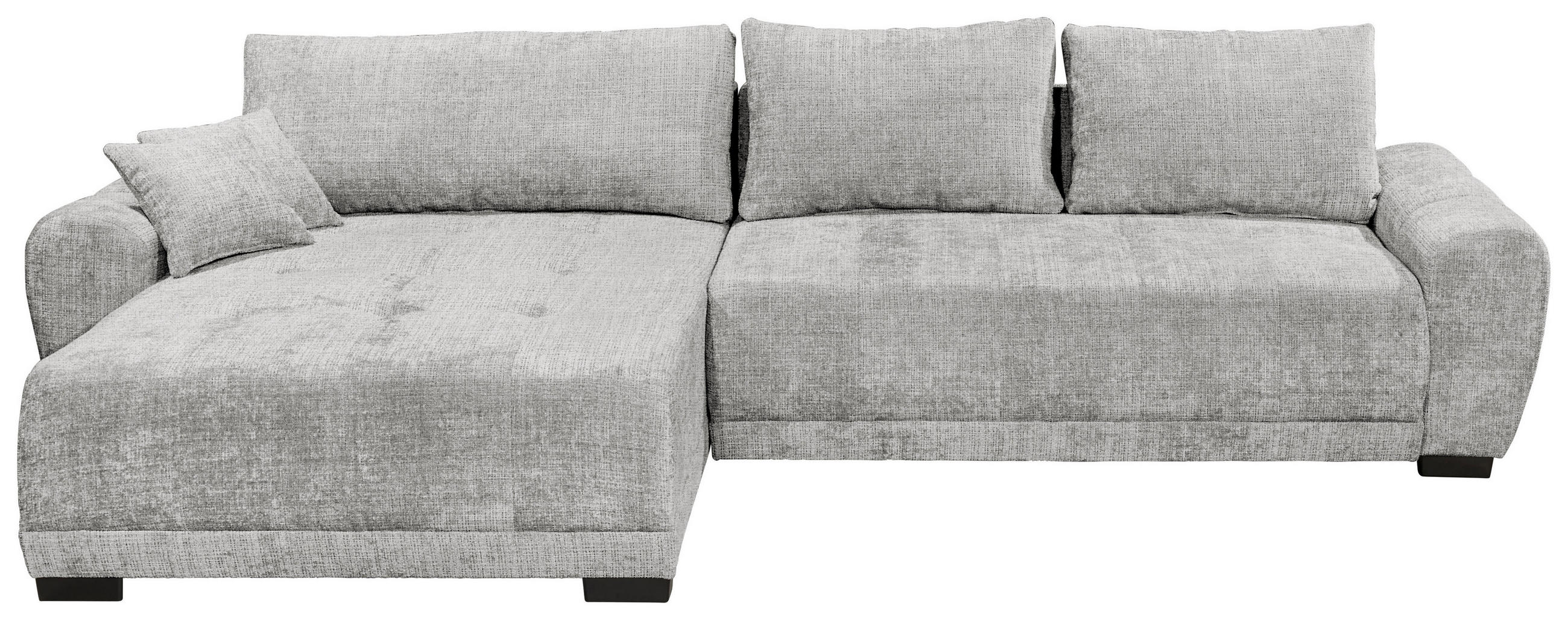HÖRNBÄDDSOFFA 3-sits i chenille silver  - silver/svart, Basics, textil/plast (321/184cm) - Livetastic