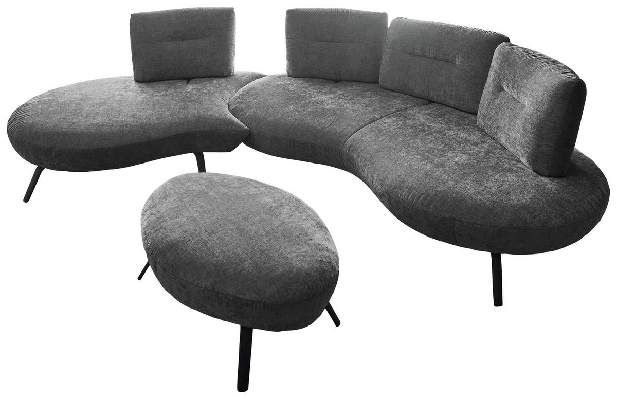 BIGSOFA Flachgewebe Anthrazit  - Anthrazit/Schwarz, Design, Textil/Metall (456/93/138cm) - Moderano