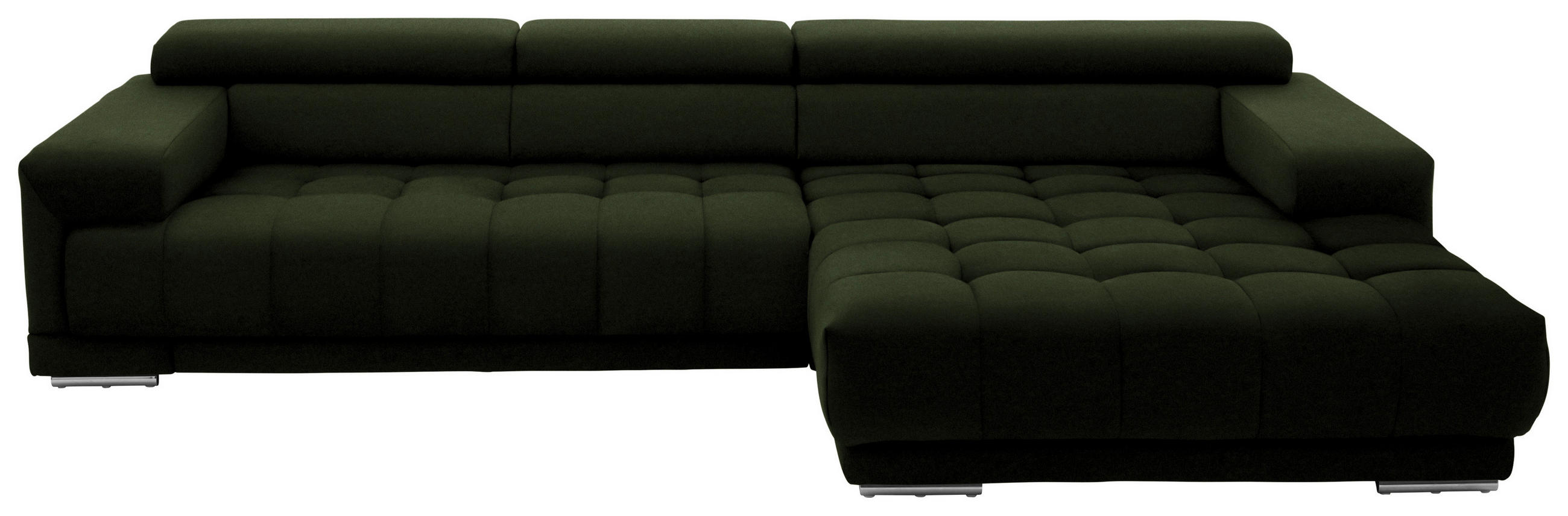 ECKSOFA Mikrofaser Waldgrün  - Waldgrün/Silberfarben, Design, Textil/Metall (335/190cm) - Beldomo Speed