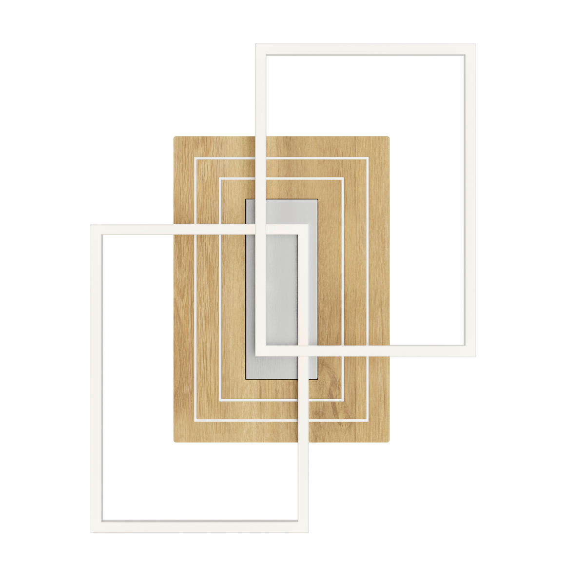 LED-DECKENLEUCHTE Saalbach S 50/42/7 cm   - Silberfarben, Natur, Holz/Metall (50/42/7cm)