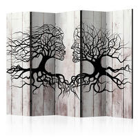 Paravent doppeltseitig mit 5  Flügel - Greige/Schwarz, Basics, Holz/Textil (225/172/3cm) - artgeist