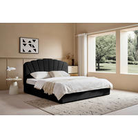 POLSTERBETT 180/200 cm, inkl. Lattenrost, Bettkasten,  in Schwarz  - Schwarz/Naturfarben, Trend, Holz/Kunststoff (180/200cm) - Ambia Home