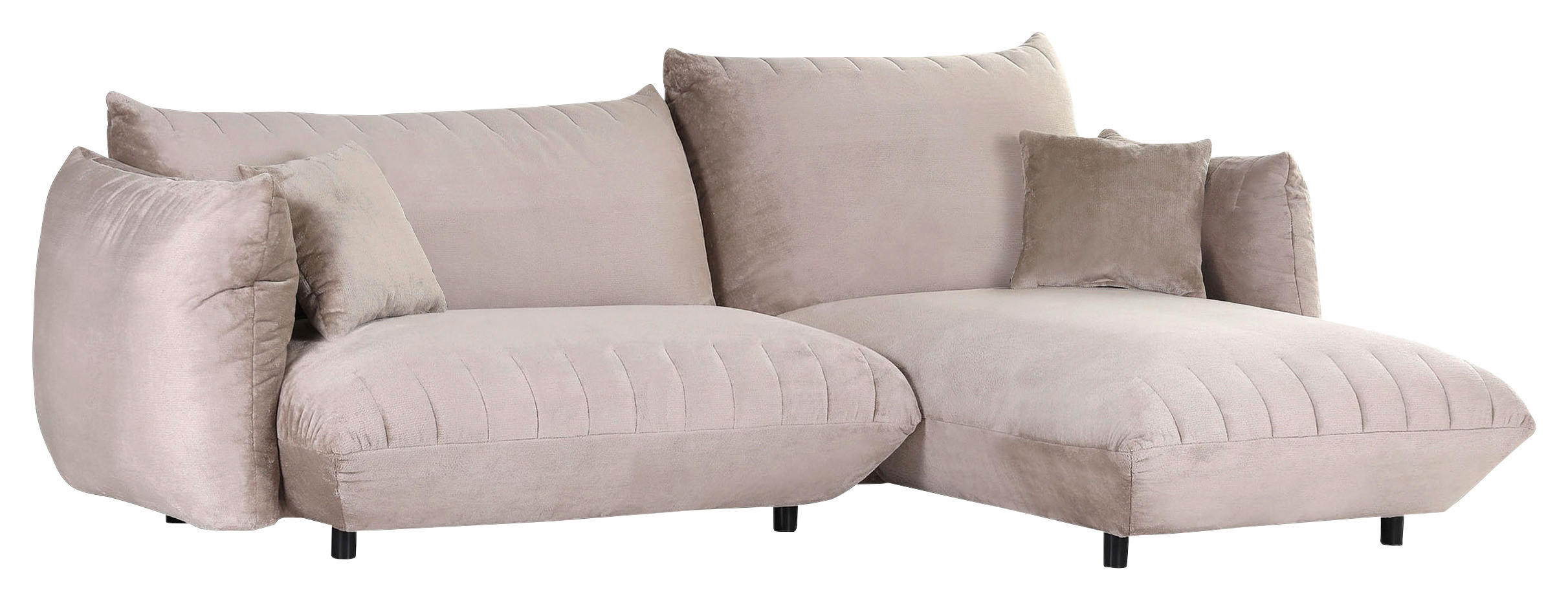 HÖRNSOFFA i plysch beige - beige/svart, Klassisk, textil/plast (270/170cm) - MID.YOU