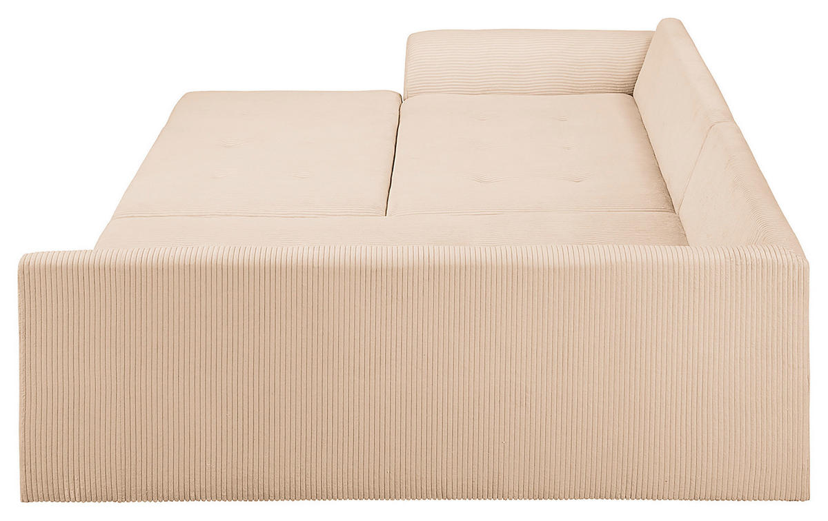 ECKSOFA inkl. Hocker Ariella in Cord Creme  231/161 cm  - Creme/Naturfarben, Design, Holz/Textil (231/161cm) - Livetastic