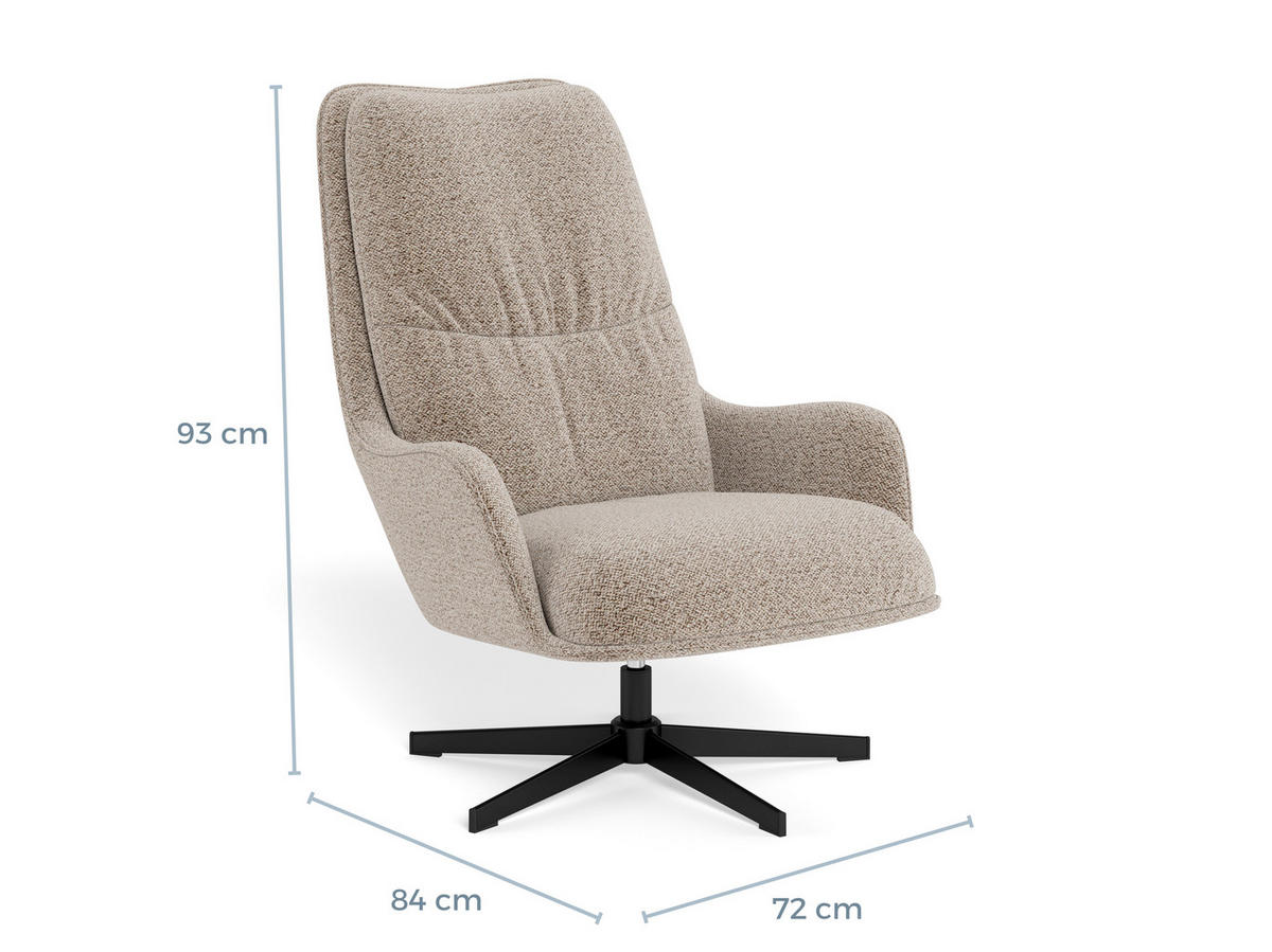 SESSEL in Bouclé Schwarz, Beige  - Beige/Schwarz, MODERN, Textil/Metall (72/93/84cm) - Livetastic