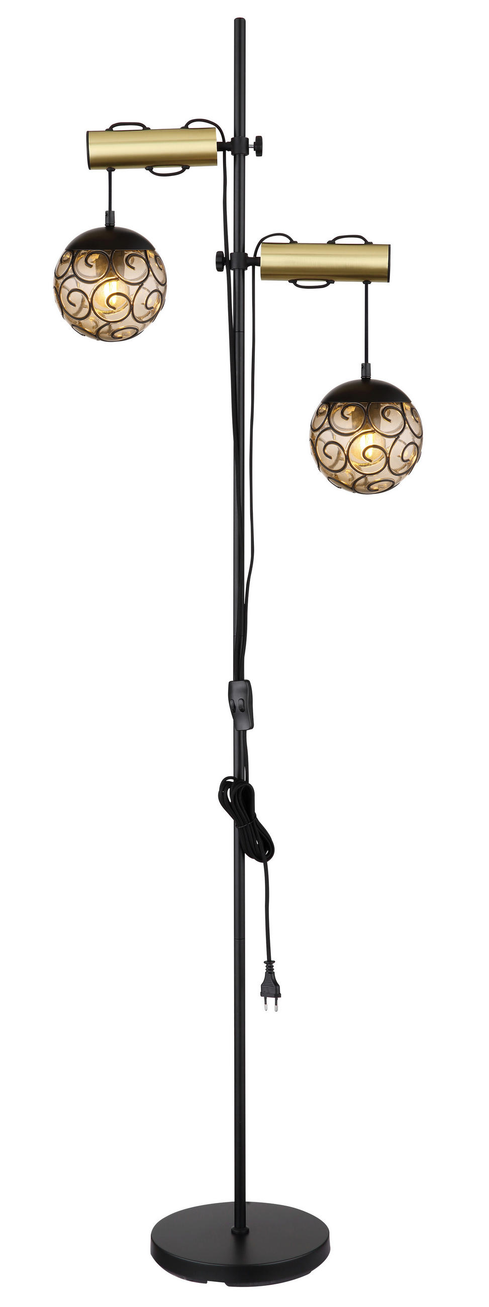 STEHLEUCHTE - Goldfarben/Schwarz, Design, Kunststoff/Metall (51/25/168cm) - Globo