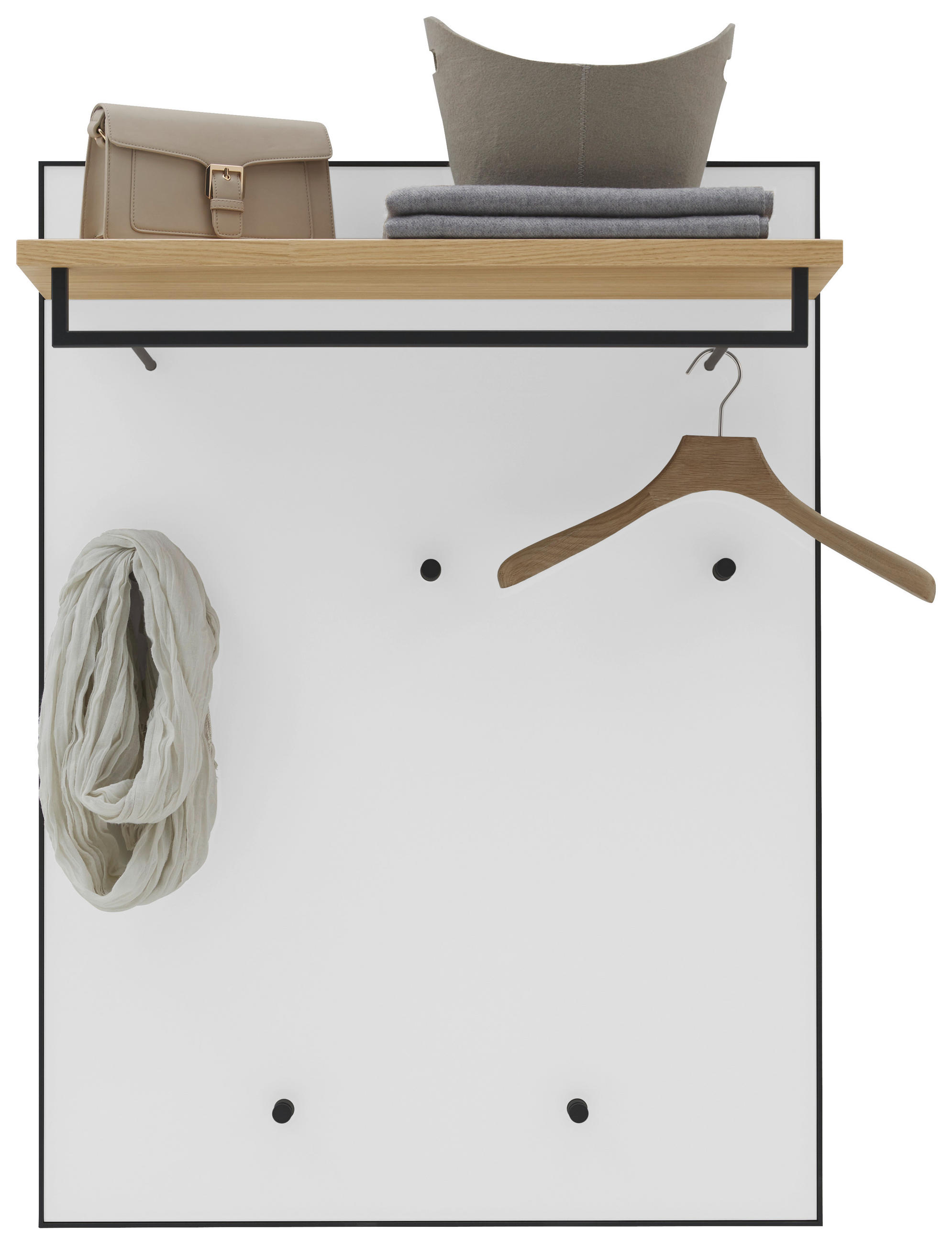 Dieter Knoll Garderobenpaneel Anthrazit, Weiß, Eiche 80x109x27 cm