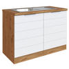 SPÜLENUNTERSCHRANK 120/86/60 cm  in Weiß, Eiche Wotan  - Eiche Wotan/Weiß, Design, Holzwerkstoff/Metall (120/86/60cm) - Held