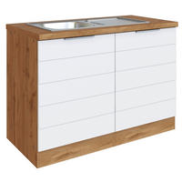 SPÜLENUNTERSCHRANK 120/86/60 cm  in Weiß, Eiche Wotan  - Eiche Wotan/Weiß, Design, Holzwerkstoff/Metall (120/86/60cm) - Held