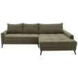 ECKSOFA  in Cord Grün  280/173 cm  - Schwarz/Grün, KONVENTIONELL, Textil/Metall (280/173cm) - Hom`in