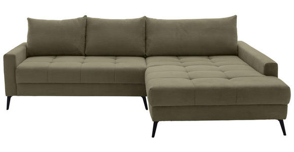 ECKSOFA  in Cord Grün  280/173 cm  - Schwarz/Grün, KONVENTIONELL, Textil/Metall (280/173cm) - Hom`in
